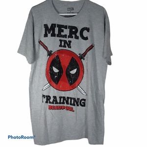 Marvel Dead Pool MERC Graphic Gray Tee Large NWT